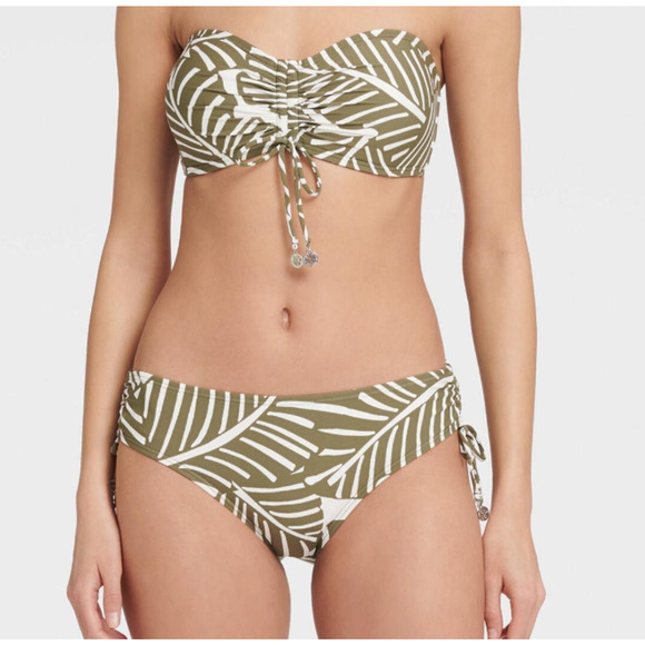 DKNY Women's Side Tie Bikini Swim Bottom Military Olive Green Jungle Medium NWT - Picture 3 of 3